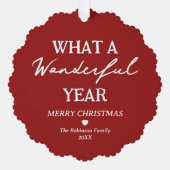 素敵な年フォトコラージュ赤いクリスマス オーナメントカード (正面)