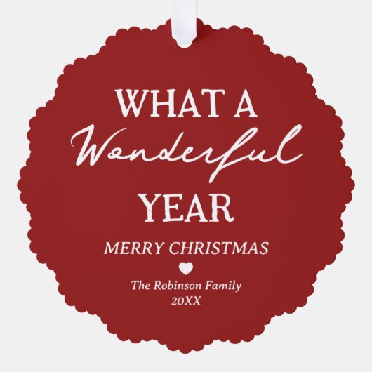 素敵な年フォトコラージュ赤いクリスマス オーナメントカード (正面)