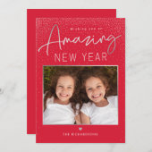 素敵な年 現代のハッピー ニュー イヤー フォト カード (正面/裏面)