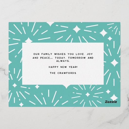 素敵な応援スクリプト新年の写真 箔シーズンポストカード (裏面)