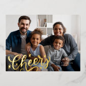 素敵な応援スクリプト新年の写真 箔シーズンポストカード (正面)