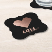 素敵な愛の名言、ローズゴールドのハート ペーパーコースター (アングル)