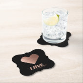 素敵な愛の名言、ローズゴールドのハート ペーパーコースター (インサイチュ)