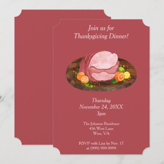 素敵な感謝祭家族 dinner 招待状 (正面/裏面)