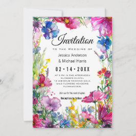 素敵な文字で後ろの牧草地の開花 招待状