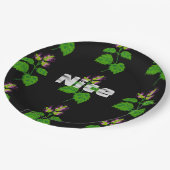 素敵な文字の名前と素敵な緑の葉 ペーパープレート (アングル)