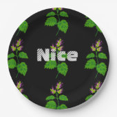 素敵な文字の名前と素敵な緑の葉 ペーパープレート (正面)