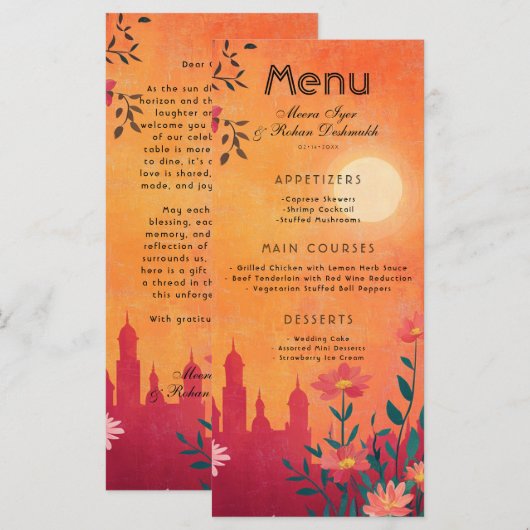 素敵な文字メニューカードサンセットセレナーデ メニュー (正面/裏面)