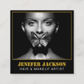 素敵な文字モダンフォトグラファーQRコードブラック スクエア名刺 (正面)