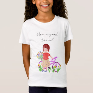 素敵な旅はがき。Biを持つ漫画の少女 Tシャツ