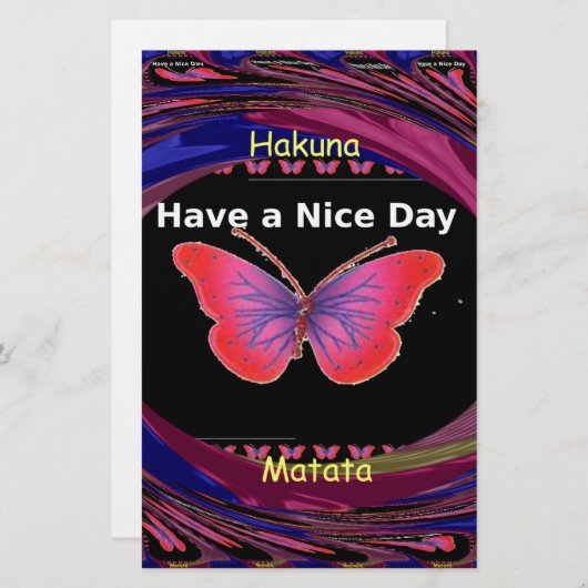 素敵な日とより良い夜の蝶を持って。芸術 便箋 (正面/裏面)