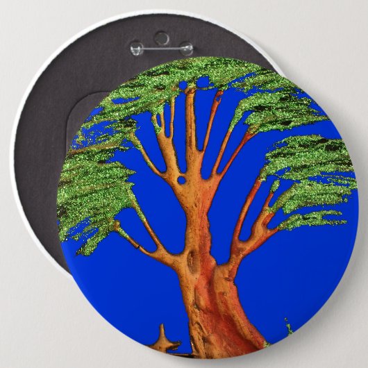 素敵な日のアフリカのエコブルースカイアカシアの木を持っている 缶バッジ (正面&裏面)