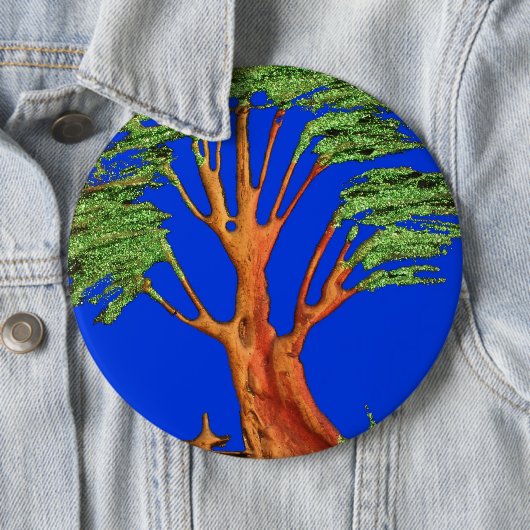素敵な日のアフリカのエコブルースカイアカシアの木を持っている 缶バッジ (インサイチュ)
