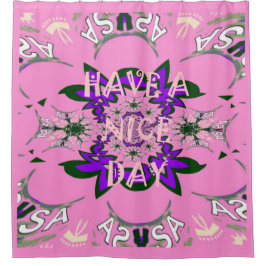 素敵な日のベビーピンクのフローラ紫のモチーフを持っている シャワーカーテン