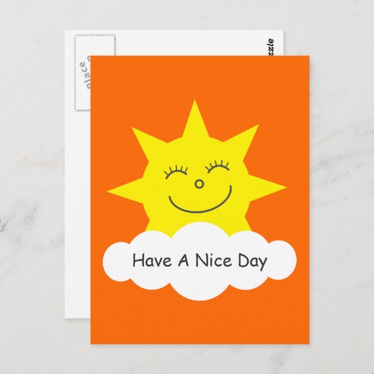 素敵な日を過ごすハッピーマンガの太陽のオレンジ色の葉書 ポストカード (正面/裏面)