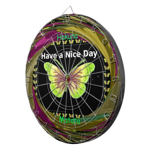 素敵な日を過ごす:美しい無限の蝶の芸術 ダーツボード (正面右)