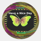 素敵な日を過ごす:美しい無限の蝶の芸術 ラウンドシール (正面)