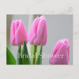 素敵な春ピンクのチューリップ花ブライダルシャワー インビテーションポストカード