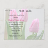 素敵な春ピンクのチューリップ花ブライダルシャワー インビテーションポストカード (裏面)