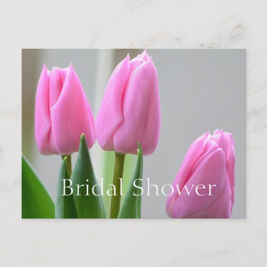 素敵な春ピンクのチューリップ花ブライダルシャワー インビテーションポストカード (正面)