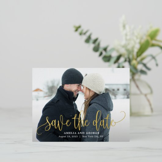 素敵な書道箔デートのはがきを保存 箔招待状ポストカード (立ち正面)