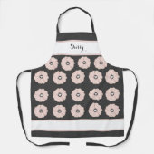 素敵な木炭グレーとピンクのフローラエプロン エプロン (正面)