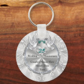 素敵な格安25周年結婚パーティーの好意 キーホルダー (正面)