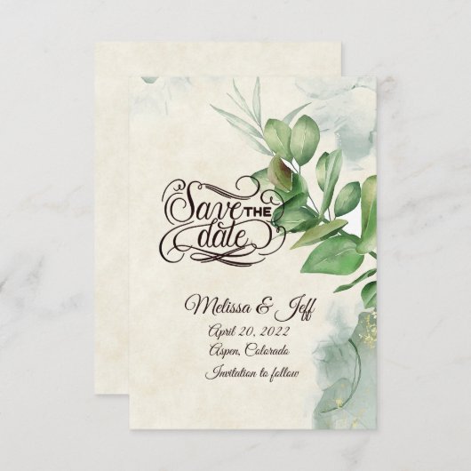 素敵な水の色の緑は、日付の招待を保存する 招待状 (正面/裏面)