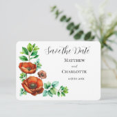 素敵な水彩の赤いポピー ヴィンテージスタイル セーブザデート (スタンド正面)