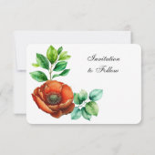 素敵な水彩の赤いポピー ヴィンテージスタイル セーブザデート (裏面)