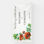 素敵な水彩の赤いポピー ヴィンテージスタイル 横断幕 (縦)