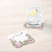 素敵な水彩画のリンゴの木の花と蜂 ペーパーコースター (インサイチュ)