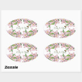 素敵な水彩画のリンゴの木の花と蜂 楕円形シール (シート)