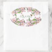 素敵な水彩画のリンゴの木の花と蜂 楕円形シール (バッグ)