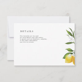 素敵な水色レモンズ結婚詳細カード 出欠カード