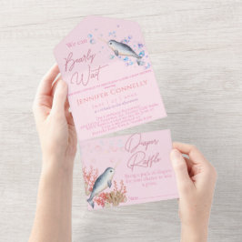 素敵な海の船酔いバブルベビーシャワー オールインワン招待状