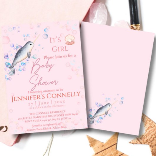 素敵な海の船酔いバブルベビーシャワー 招待状