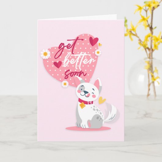 素敵な漫画の猫の挨拶を早く迎える カード (黄色い花)