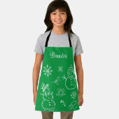 素敵な漫画の雪だるま雪の結晶クリスマス冬 エプロン (インサイチュ)