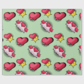 素敵な漫画ブックスタイル赤と黒のハートギフト ラッピングペーパー (フラット)