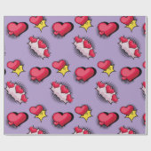 素敵な漫画ブックスタイル赤と黒のハートギフト ラッピングペーパー (フラット)