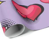 素敵な漫画ブックスタイル赤と黒のハートギフト ラッピングペーパー (ロールコーナー)