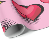 素敵な漫画ブックスタイル赤と黒のハートギフト ラッピングペーパー (ロールコーナー)