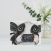 素敵な牛の水色の誕生日サンキュー ポストカード (スタンド正面)