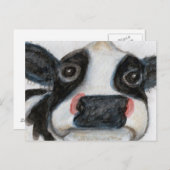 素敵な牛の水色の誕生日サンキュー ポストカード (正面/裏面)