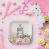 素敵な牡丹と白ハイドラネアス紙プレート ペーパープレート (パーティー)