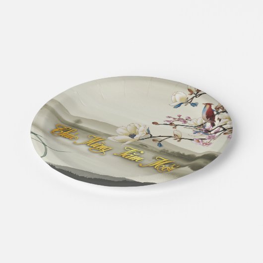 素敵な牧歌的なシーン春ベトナム新年PP ペーパープレート (アングル)