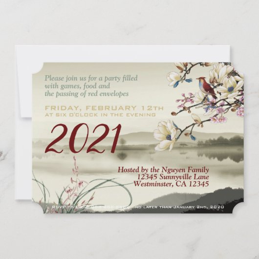 素敵な牧歌的なシーンVietnam Ox Year 2021 HFCI 案内状 (正面)