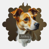 素敵な犬あなた自身の休日を作成 オーナメントカード (正面)