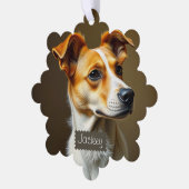 素敵な犬あなた自身の休日を作成 オーナメントカード (左)